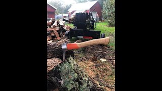 Using the John Deere 3046r and a Husqvarna Pickaroon to move and split fire wood [upl. by Lipcombe]