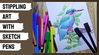 Stippling Art with Sketch Pen  Pen Dot Art  Pointillism  Vandana Kashyap [upl. by Neelehtak]