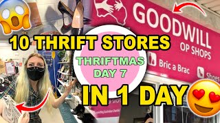 I WENT TO 10 THRIFT STORES IN ONE DAY  FIRST TIME THRIFTING AT GOODWILL  THRIFTMAS DAY 7 [upl. by Scrope]