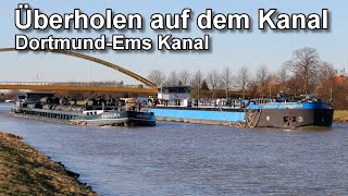 Überholen auf dem Kanal  Binnenschifffahrt  DortmundEms Kanal [upl. by Yrnehnhoj]