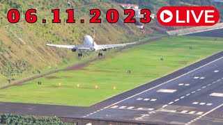 LIVE CROSSWIND ACTION AT Madeira Island Airport 06112023 [upl. by Florella]