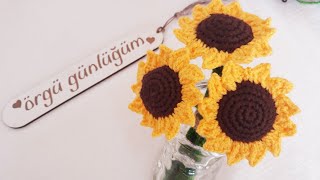 ayçiçeği yapimi 🌻 amigurumi anahtarlik magnet dekoratif çiçek yapımı🌻🌻🌻 crochet flower [upl. by Agnola912]