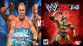 WWE SmackDown  Here Comes The Pain  WWE 2K14 Gameplay Comparison  Y2J vs Goldberg [upl. by Ociredef292]