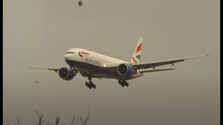 Storm British Airways 777s battle the winds Avgeek StormEunice Windshear [upl. by Chapnick]