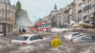 Chaos in France Flash flood in Marseille sweeps away cars and roads Europe is shocked [upl. by Waldos]