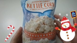 Peppermint Kettle Corn Aldi  Food Review  Seasonal Item [upl. by Lorrimor]