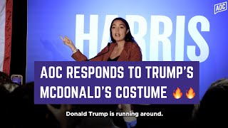 AOC responds to Trumps McDonalds costume  Alexandria OcasioCortez [upl. by Aggi131]