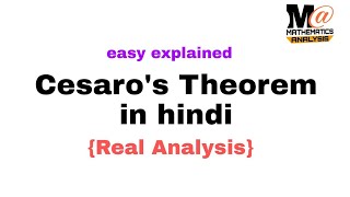 CESAROS THEOREM PROOF IN HINDI  REAL ANALYSIS [upl. by Larue]