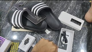 adidas adilette slides first look Comfort ka c bhi nahi hainUNBOXINGsarba9864 [upl. by Hanyaz]