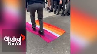 Pride flag controversy Student walkout turns hostile at Catholic high school in Ontario [upl. by Pettifer]