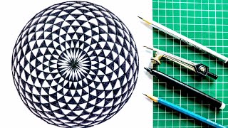 How to draw Geometrical eye Geometric design Rainbow Art [upl. by Ahsit]