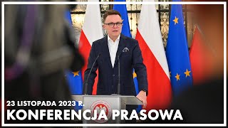 Konferencja prasowa marszałka Sejmu Szymona Hołowni [upl. by Nitsrik]