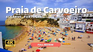 Carvoeiro beach in Algarve – Portugal – 4K beach walk [upl. by Atteragram]