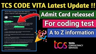 TCS Codevita Latest Update 😱 Admit Card released 🎉tcscodevita2024 tcs tcscodevita [upl. by Donoghue]