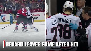 Connor Bedard heads to locker room after hit from Brendan Smith  NHL on ESPN [upl. by Lat]