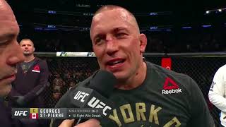 GSP Vs Bisping Post Fight Octagon Interview [upl. by Ydissak]