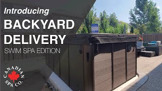 Canadian Spa Company Backyard Delivery  Swim Spa Edition [upl. by Farrison]