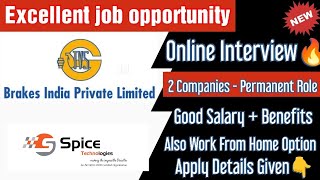 Virtual Interview🔥 TVS Brakes India ltd amp Spice Technology  Also Work From Home  Full Details [upl. by Pernick]