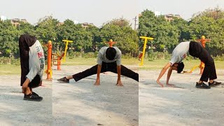 Chakrasana Leg split  Hand walking  Morning stretching [upl. by Lleze]