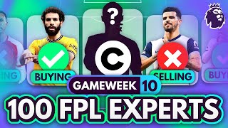 FPL GW10 EXPERT Transfer Trends amp Best Captains 🧠 100 Experts Reveal Gameweek 10 Team Plans [upl. by Nageem]