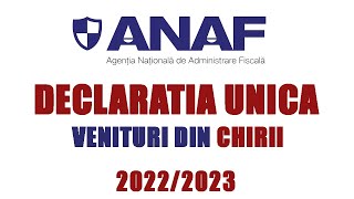 Completarea Declaratiei Unice 20222023  Venituri din Chirii [upl. by Yaj]