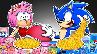 SHIN SONIC TAPES  Shin Sonic amp AMY PREGNANT Convenience Store Food Mukbang Animation  ASMR [upl. by Ariaic]