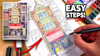 URBAN SKETCHING Tutorial  Easy StepbyStep For Beginners [upl. by Tomkins158]