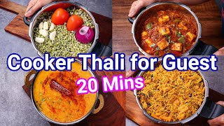 Make Thali using Pressure Cooker in 20 Mins  Paneer Curry Sprouts Sabji Dal Tadka amp Biryani Pulao [upl. by Tandy644]