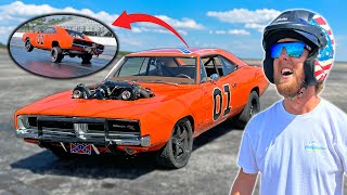 Drag Racing Whistlindiesels 1500hp General Lee HUGE wheelie [upl. by Ianthe]