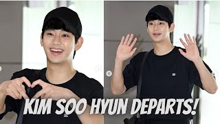 Kim Soo Hyun Departs For Fan Meeting in Japan [upl. by Llerreg616]