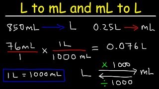 How To Convert From MilliLiters to Liters and Liters to Milliliters  mL to L and L to mL [upl. by Oihsoy]