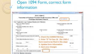 ez1095 Software How to e File 1095C and 1094C Correction [upl. by Faires]