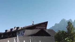 Sporthotel Alpenrose mit Blick auf Rotwand Berg der Dolomiten [upl. by Tasiana]