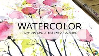 watercolor for beginners splatters  doodles  easy florals [upl. by Monika]