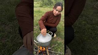 Single mom slow SURVIVAL in forest 🥄🥘 camping bushcraft outdoors [upl. by Oak157]