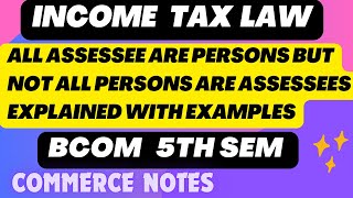 All Assessee Persons but Not All Persons Are Assessees  Explained with Examples  BCOM  INCOME TAX [upl. by Phylis360]