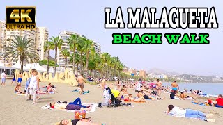 MALAGA Spain Beach Walk Playa La Malagueta april 2024  Costa Del Sol Andalusia 4K [upl. by Jourdan]