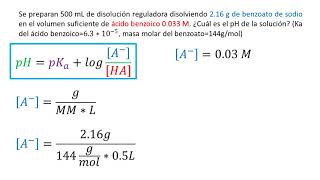 pKa y pH  Calcular el pH de un buffer de benzoato y ácido benzoico [upl. by Ayot]