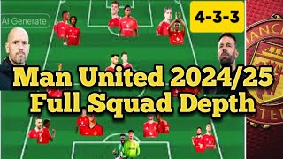 CONFIRMED✅Man United 202425 Squad depth with new signings manchesterunited zirkzee mazraoui [upl. by Ysabel822]