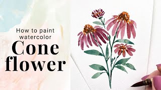 How to paint Coneflower in watercolor  watercolor flower tutorial  Day 23 [upl. by Orravan]