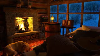 Cozy Winter Cabin Ambience  Blizzard and Fireplace Sounds for Sleep Relax Fall Asleep Insomnia [upl. by Lustig736]