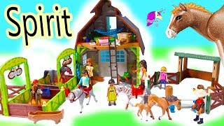 NEW Horse Barn  Horses Sets  Spirit Riding Free Playmobil Sets  Video [upl. by Ayahsal102]