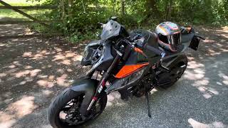 KTM 990 Duke Fly Screen Power Parts and Remus full Black [upl. by Enimrej925]