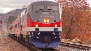 Amtrak Trains  WWII Pearl Harbor troop train featuring P42DC 42 December 7th 2013 [upl. by Gaves388]