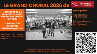 Pré inscription Grand Choral 2026 comédies musicales [upl. by Airekat]