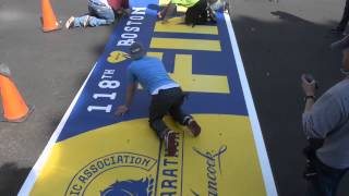 Preparing the finish line for the 2014 Boston Marathon [upl. by Nitsua]