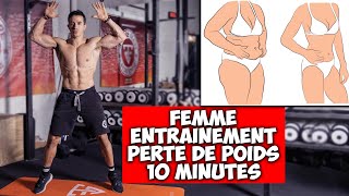 Femme entrainement débutant 10minutes perte de poids sans matériel [upl. by Ttelrahc]