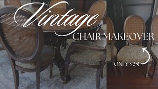 VINTAGE CHAIR MAKEOVER How to reupholster a chair for beginners [upl. by Gerrald]