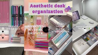 Aesthetic desk organization and restocking  ASMR  tiktok compilation🌷📚 [upl. by Aniaj246]