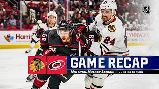 Blackhawks  Hurricanes 219  NHL Highlights 2024 [upl. by Aekan]